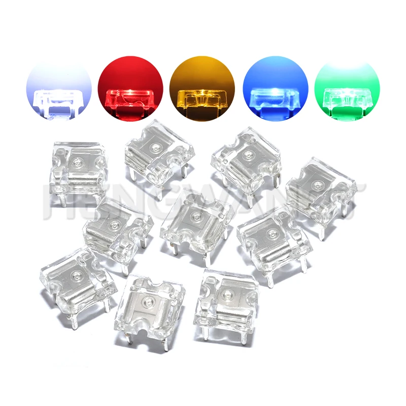 10PCS Flat Top Piranha LED White Red Blue Green Yellow Amber Clear LED Diode Light Emitting Diode 4-pins Diodes Brightness