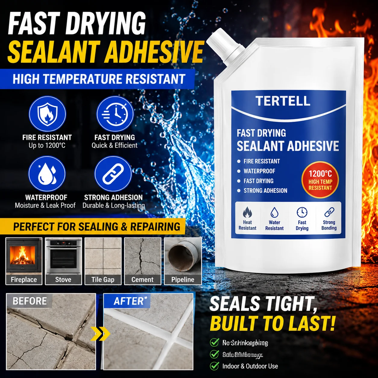 High Elastic Quick‑Drying Waterproof Grouting Adhesive Leak Stop Agent for Roof, Wall, Basement, Bathroom & Ceiling Leak Repair
