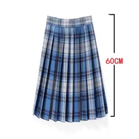 60CM Length High Waist Pleated Skirt Ladies Summer Clothes Women A Line Harajuku Korean Black Midi Skirt For School Girl Uniform