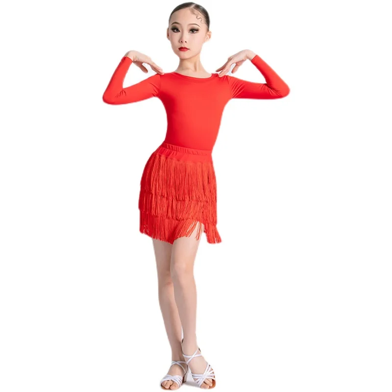 

Новое весенне-осеннее детское платье для выступлений в латинских танцах для занятий и соревнований с кисточками