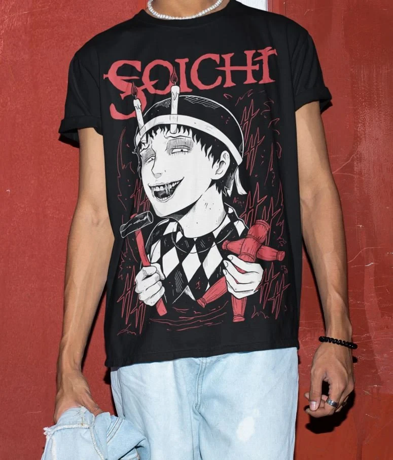 

Japanese Horror Manga Creepy Girl T-Shirt Dark Anime Gothic Oversized Y2k T-Shirt Manga Gothic Short Sleeve Casual Cotton Tees