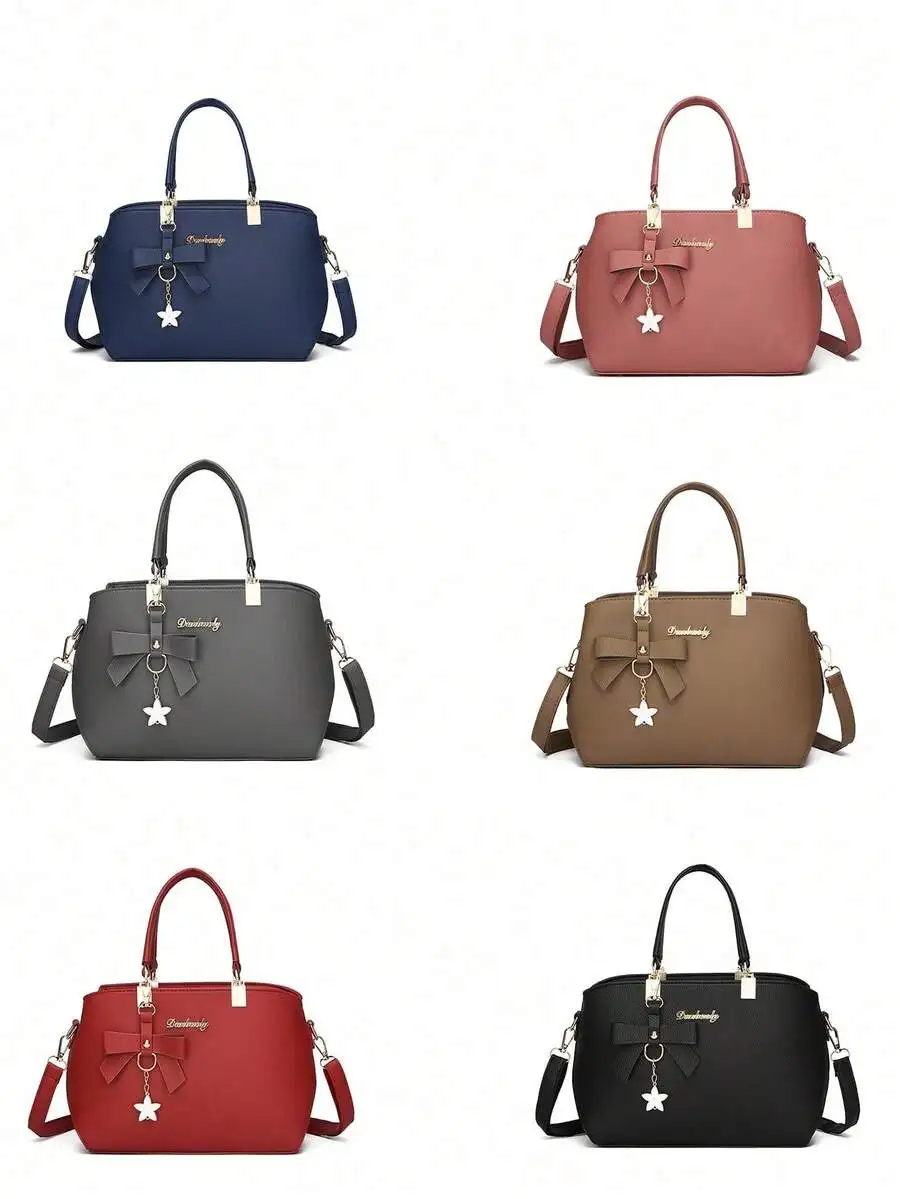 

Женская сумка с ручкой-цепочкой, украшенная бантом и подвеской в виде звезды, из искусственной кожи