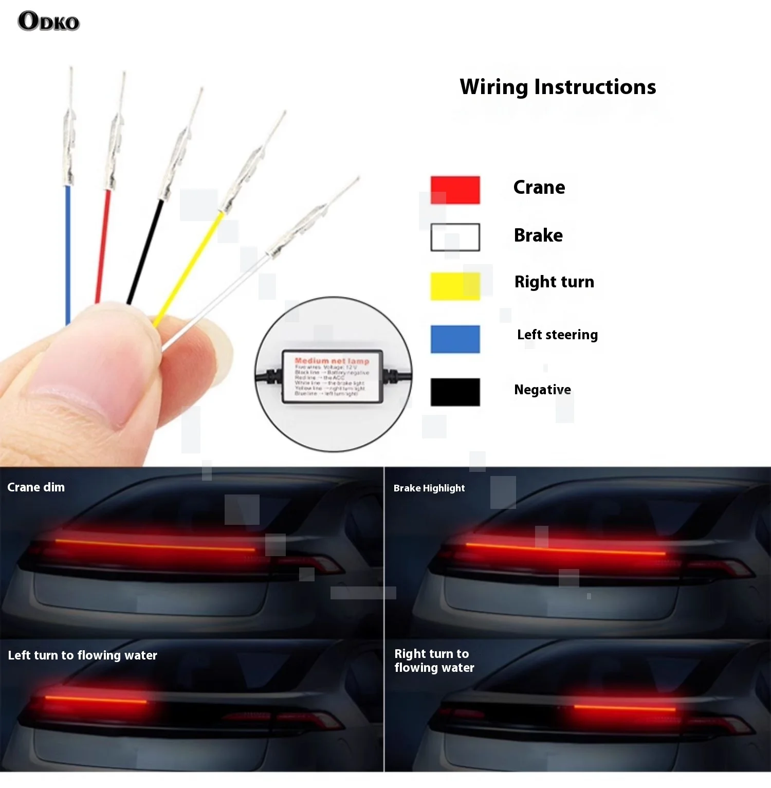 Car High Position Brake Lights Rear Tail Warning Signal Lamps LED Carbon Fiber Spoiler Flow Lamp For Hyundai Reina Elantra