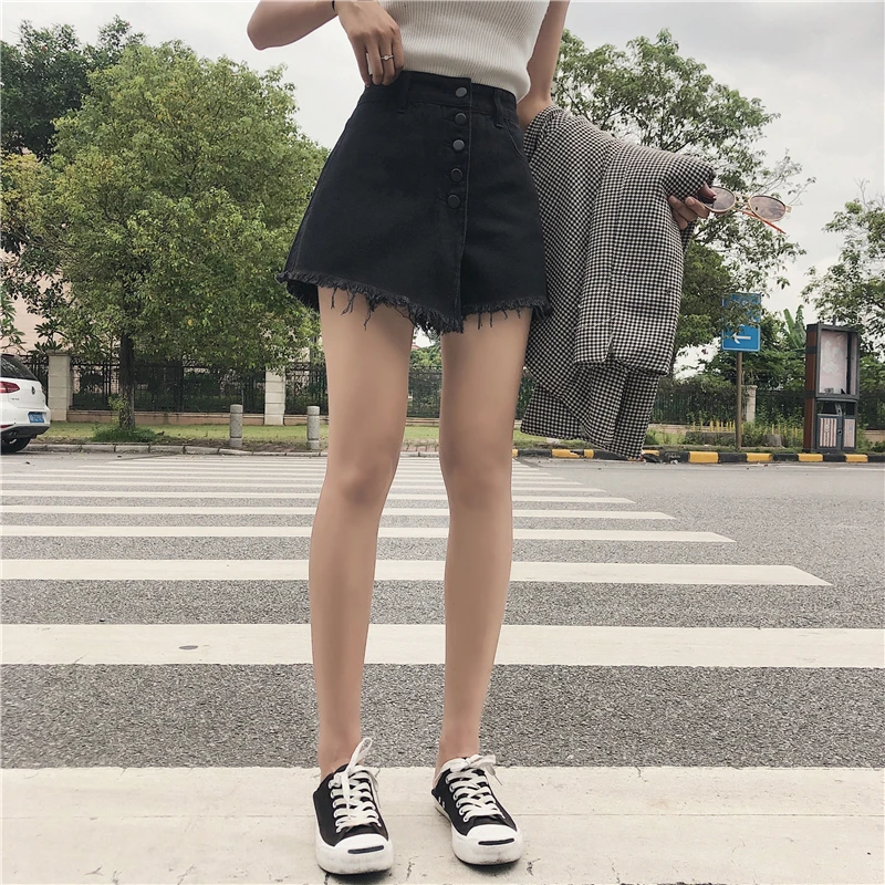 

Джинсы трапециевидной формы с высокой талией, женские летние тонкие корейские версии, большие размеры, утягивающие широкие брюки, юбка, дизайн Sensation