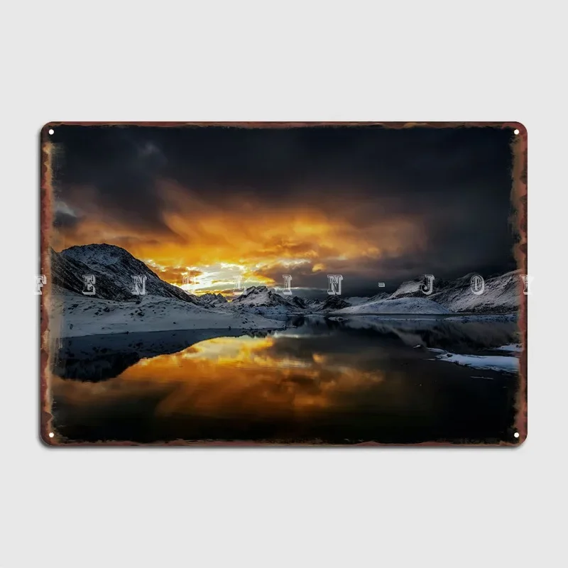 Norway Fjord Sunset Metal Sign Customize Pub Wall Decor Garage Club Tin Sign Posters