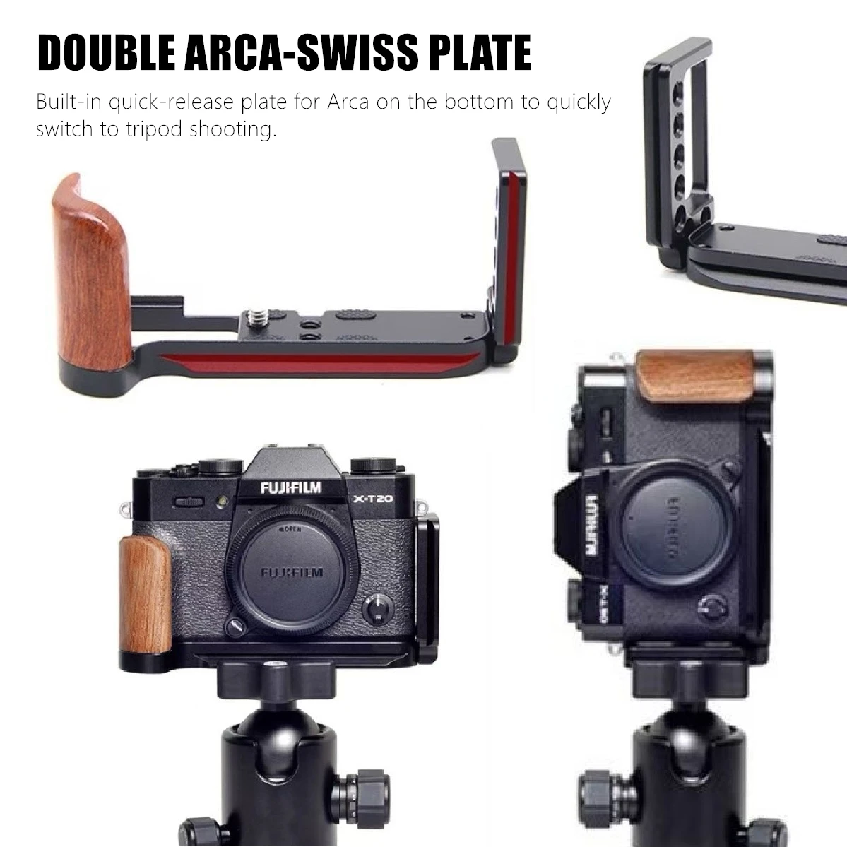 Деревянная рукоятка, быстросъемная L-образная клетка для камеры, используемая для камеры Fujifilm Fuji X-T30II X-T30 X-T20 X-T10, с регулировочными отверстиями 1/4 дюйма Деревянная рукоятка, быстросъемная L-образная клетка для камеры, используемая для камеры Fujifilm Fuji X-T30II X-T30 X-T20 X-T10, с регулировочными отверстиями 1/4 дюйма