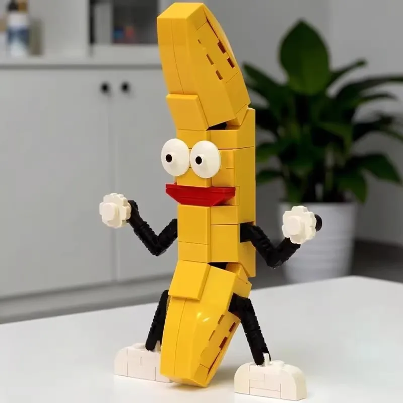 DIY Children's Block Model Educational Assembly Toy Gift Ornament MOC Creative Dancing Banana People Cartoon Fruit Building