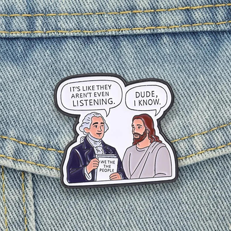 Funny Slogan Character Dialogue Enamel Pin Humor Comic Metal Brooch Lapel Badge Backpack Clothing Decor Fashion Jewelry Gift