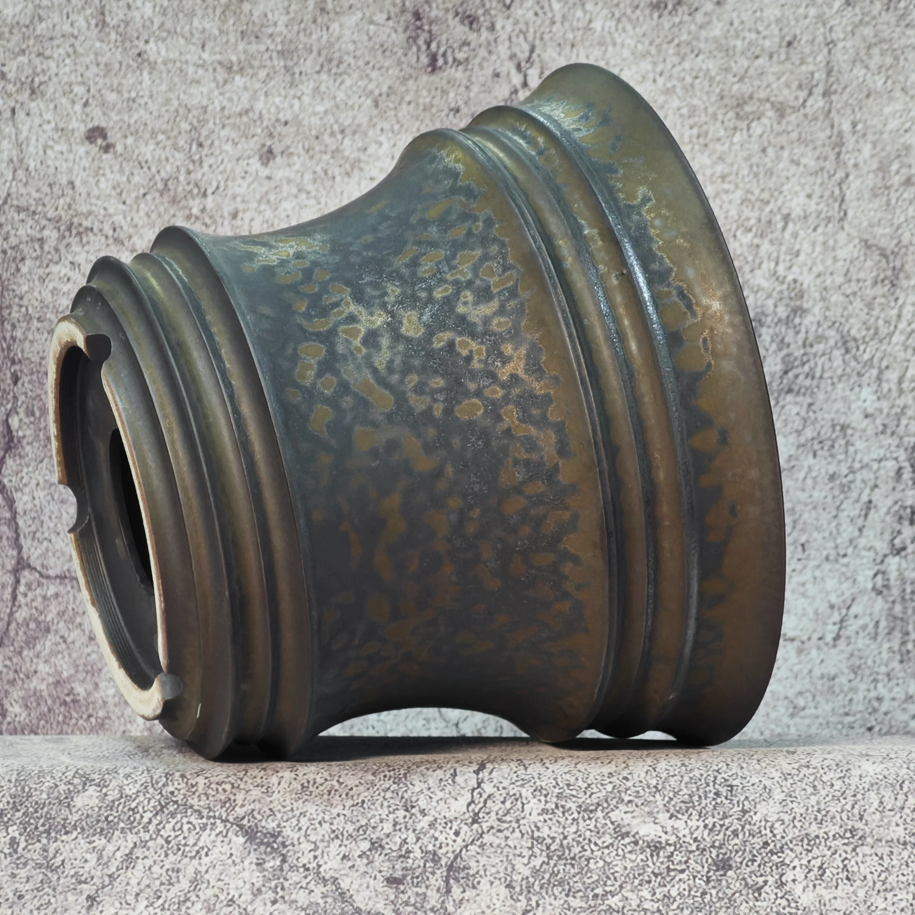Handmade Black Gold Ceramic Caudex Planter 9.65Inch Height 7.87Inch Width for Desktop Balcony Dioscorea Elephantipes Cactus Agav