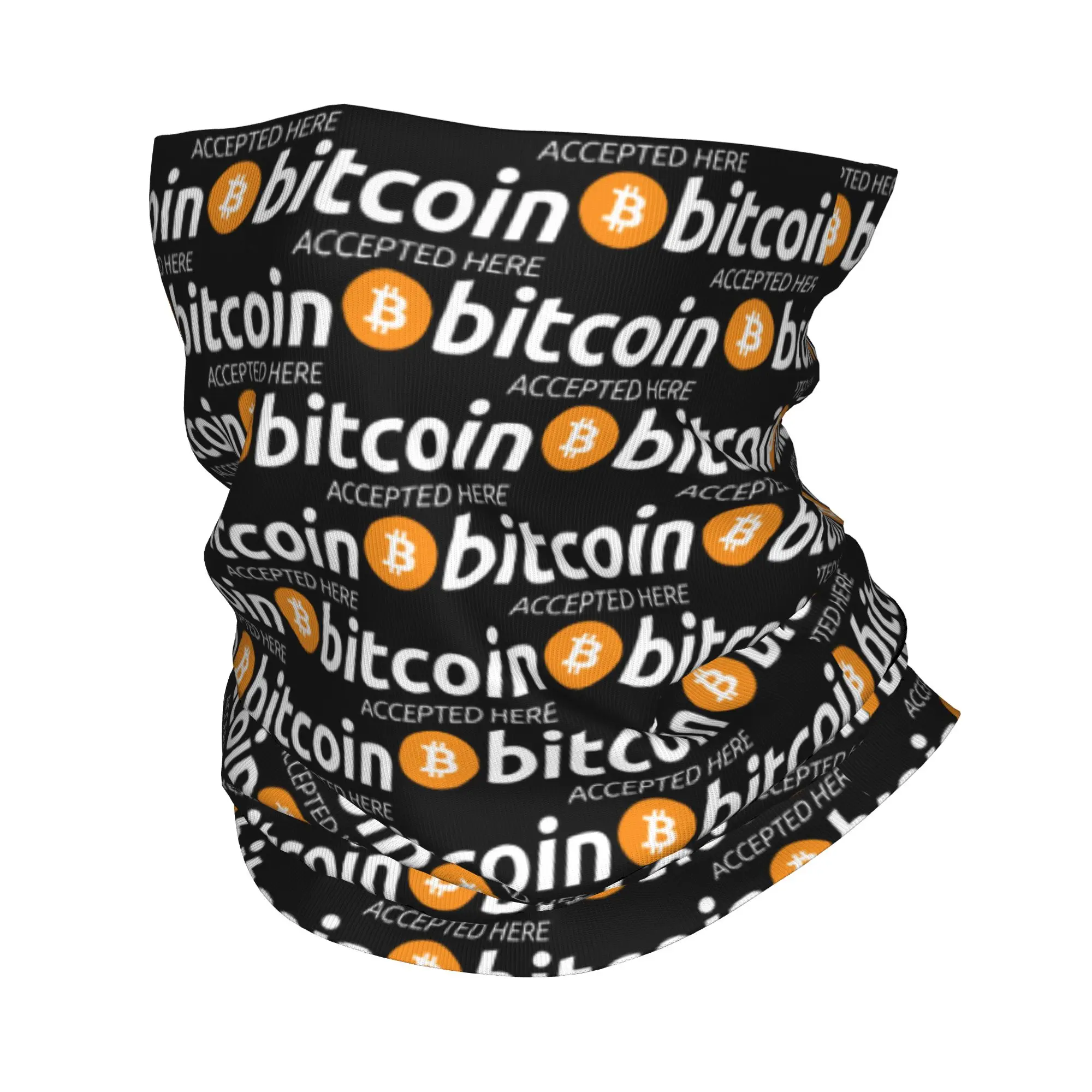 Cache-cou bandana Bitcoin Accepted Here pour hommes et femmes, écharpe de ski et de randonnée d'hiver, cache-visage