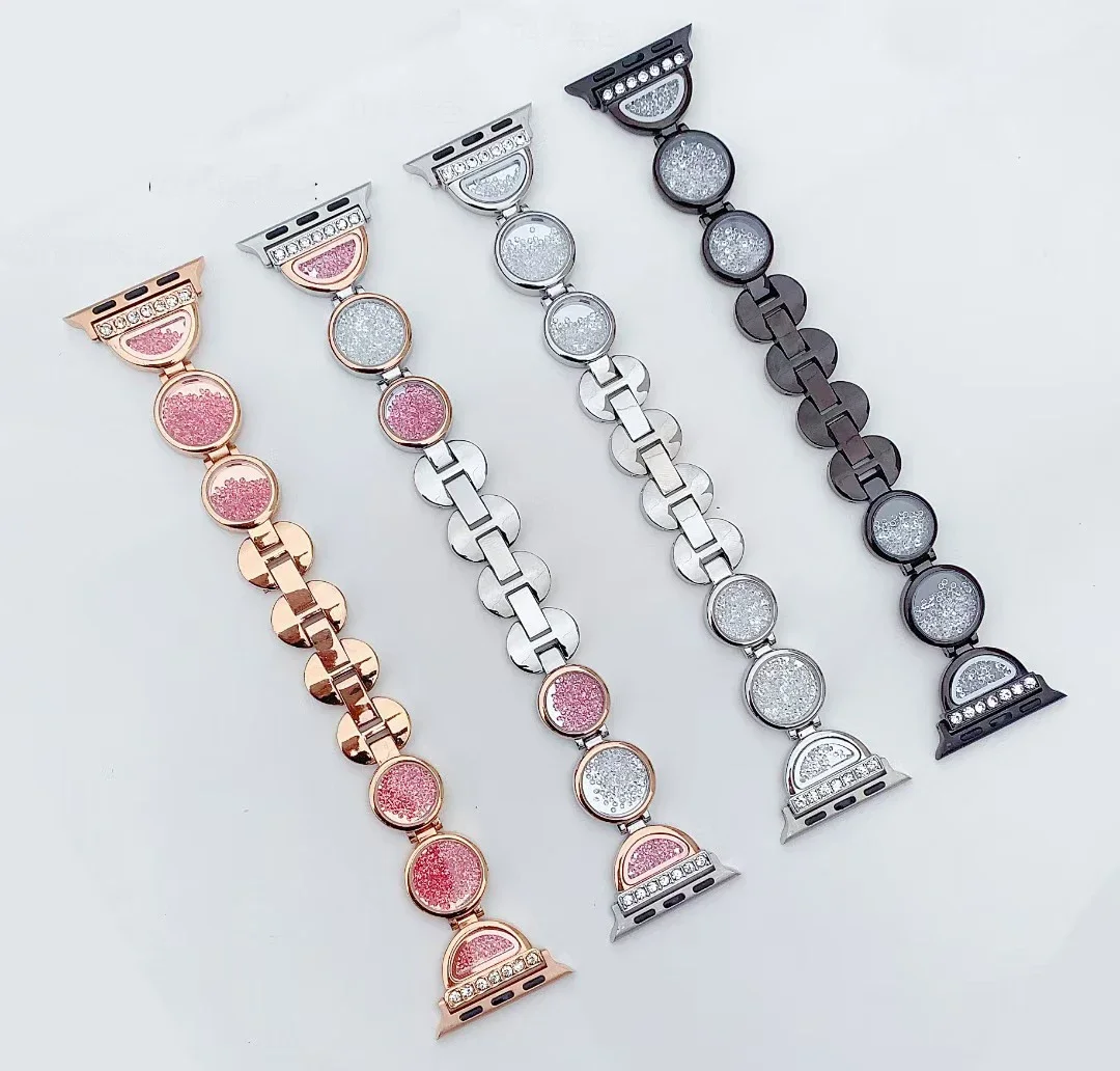 Женский ремешок-браслет для Apple Watch Band 40 мм 41 мм 42 мм 44 мм Роскошная блестящая металлическая цепочка iWatch Ultra 2 49 мм 46 мм 45 мм SE 7 8 9 10