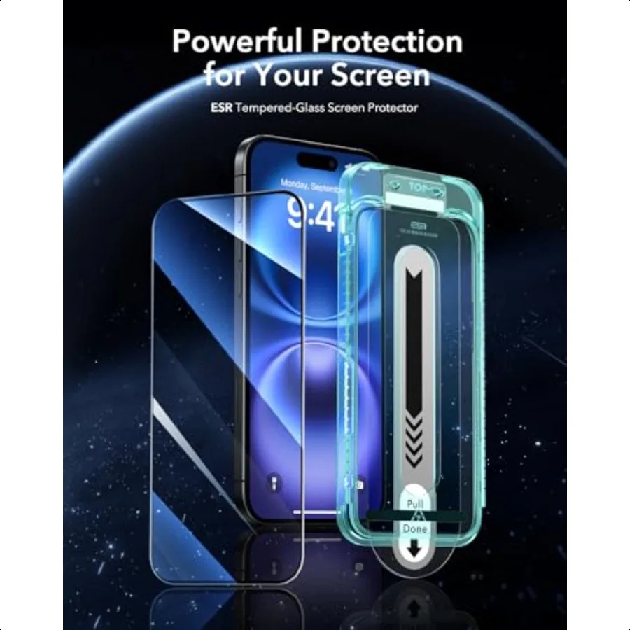 3 عبوات لهاتف iPhone 16 iPhone 15 واقي شاشة [9H Hardn] [مقاوم للكسر من الدرجة العسكرية] تغطية كاملة من الزجاج المقسى مع