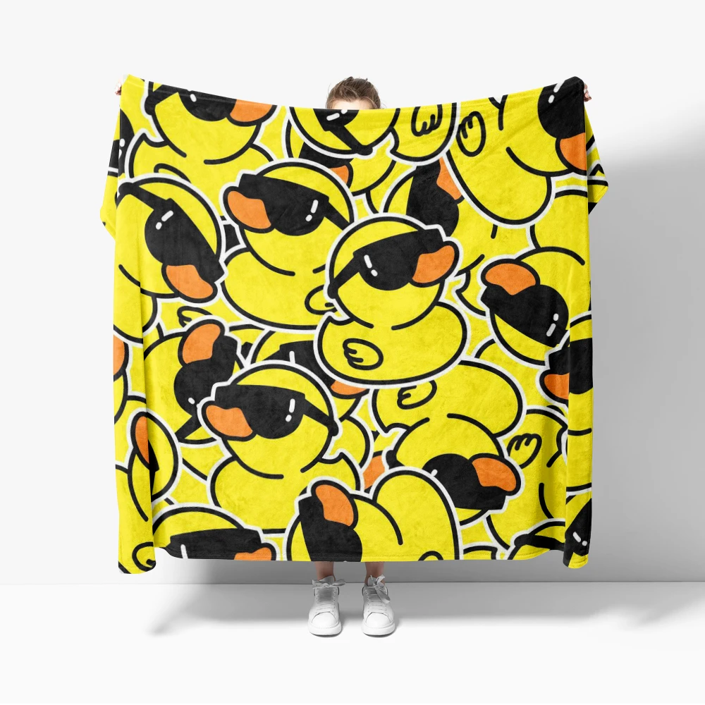 Yellow Duck Throw Blanket Cute Anime Soft Cozy Blankets Soft Warm Flannel Blanket Travel Blankets for Bed Living room Home Sofa
