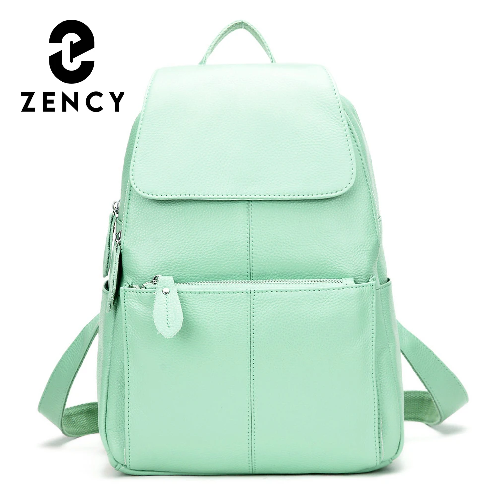 

Модный женский рюкзак Zency, 15 цветов, 100% натуральная кожа, дорожный рюкзак большой вместимости, в стиле преппи, бежевый, синий, черный.