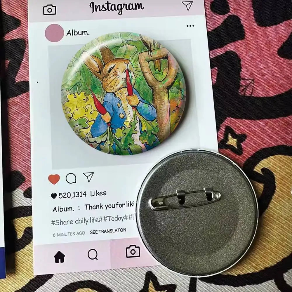Character CutePeter RabbitSmart Laser Badge Applicable For Backpack Clothes Hats Decor Creative Accessories