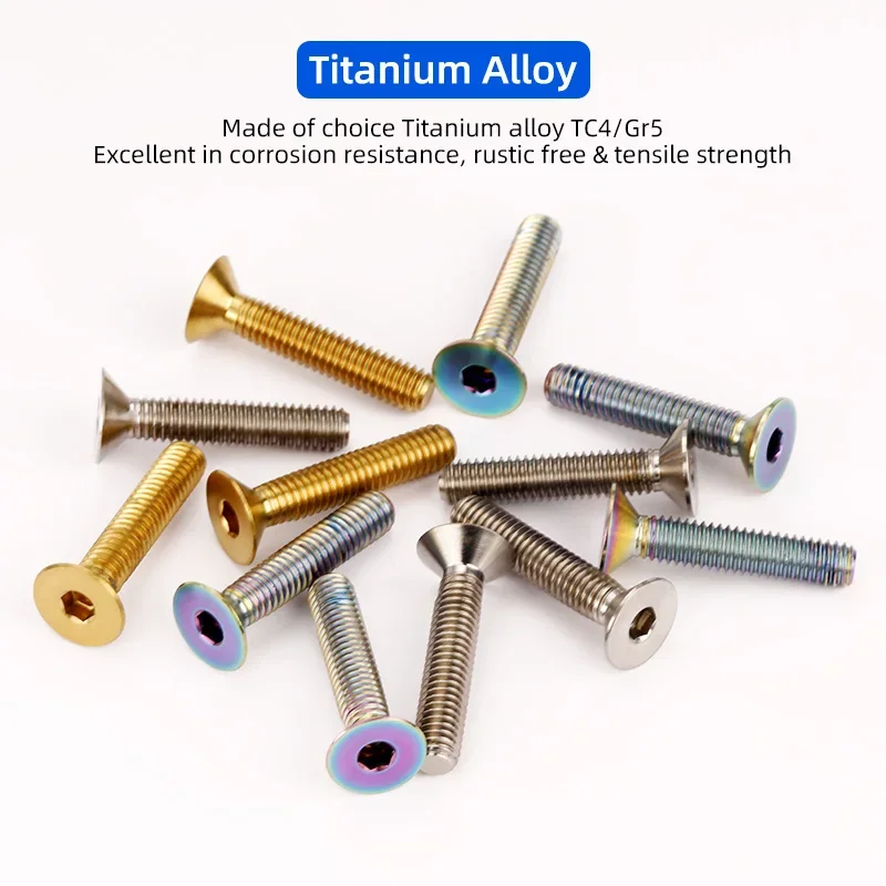 M6*30mm Bicycle Headset Top Bolt Full Thread M4 Hex Head MTB BMX Bikes Stem Fastening Screws CNC-machined Titanium Cycling Parts