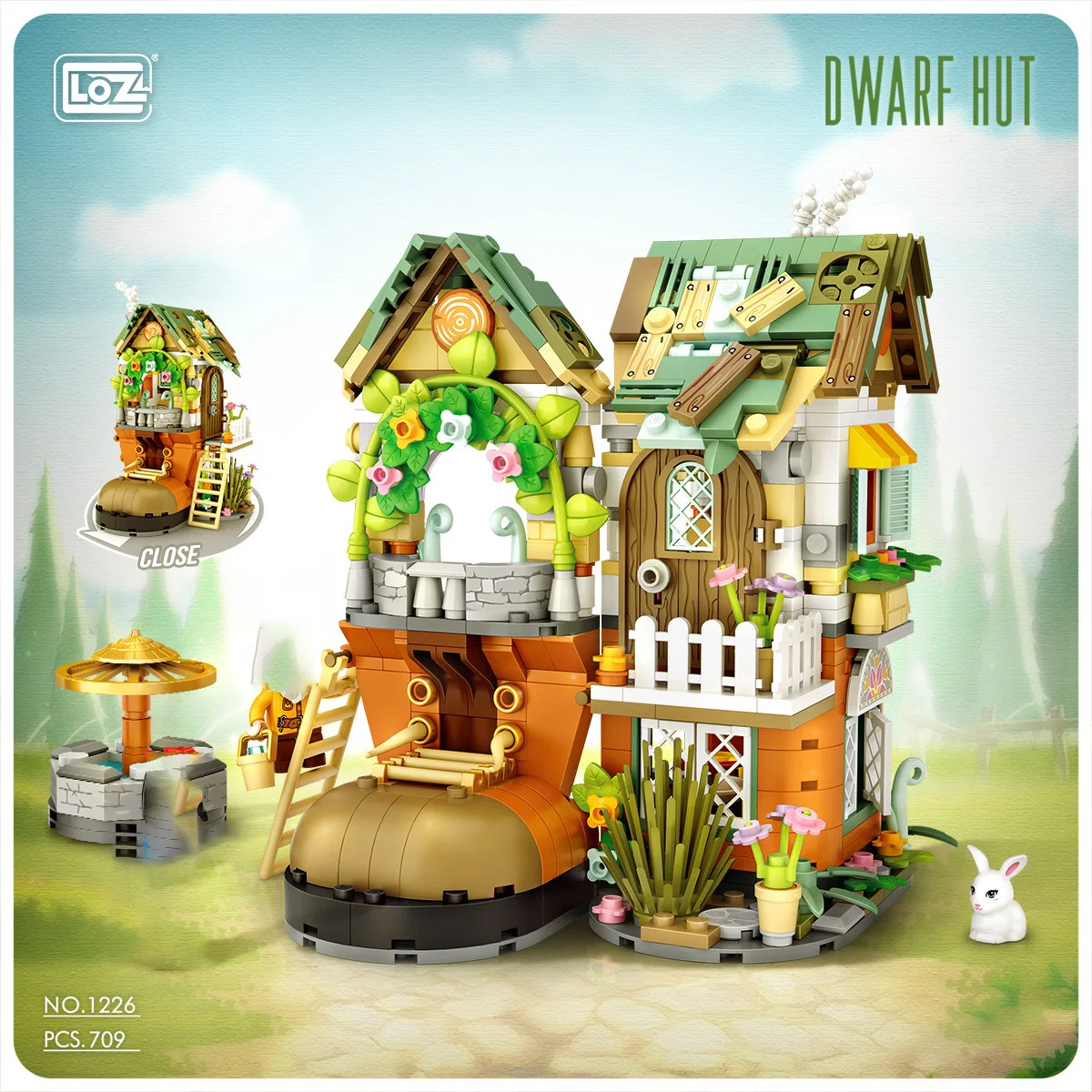 Jouet de blocs de construction de cabane de forêt de conte nickel é de LOZ-1225, cabane en bois, modèle de maison naine, kit d'assemblage, enfance pour enfants