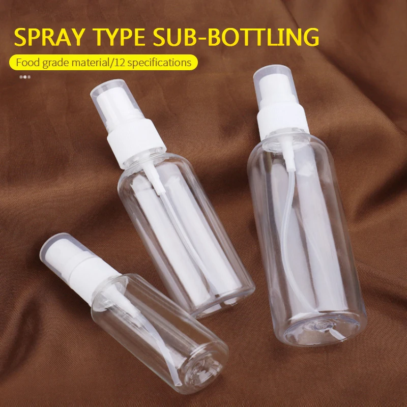 Portable Empty Spray Disinfectant Bottles Refillable Bottles Travel Transparent Plastic Perfume Bottle Toxic Free and Safe