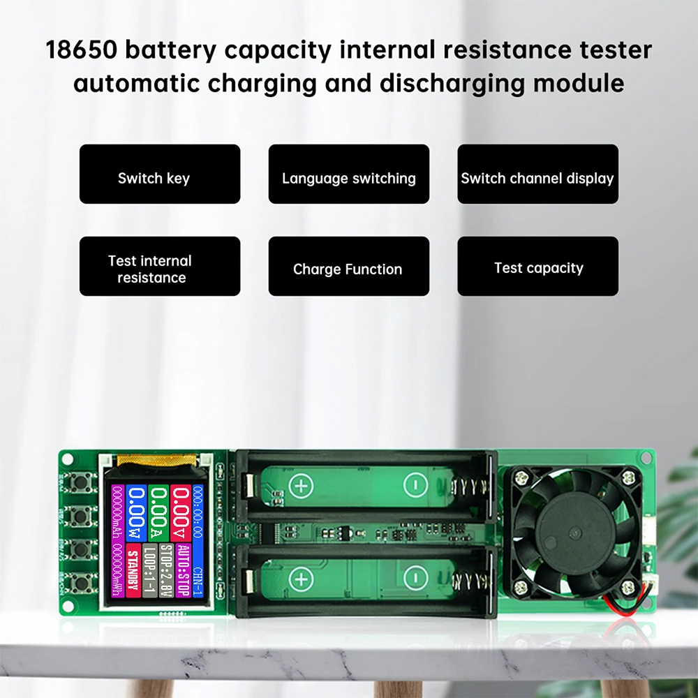 Chinese/English version Digital Display Battery Capacity Internal Resistance Tester For 18650 Battery Power Detector Module Test