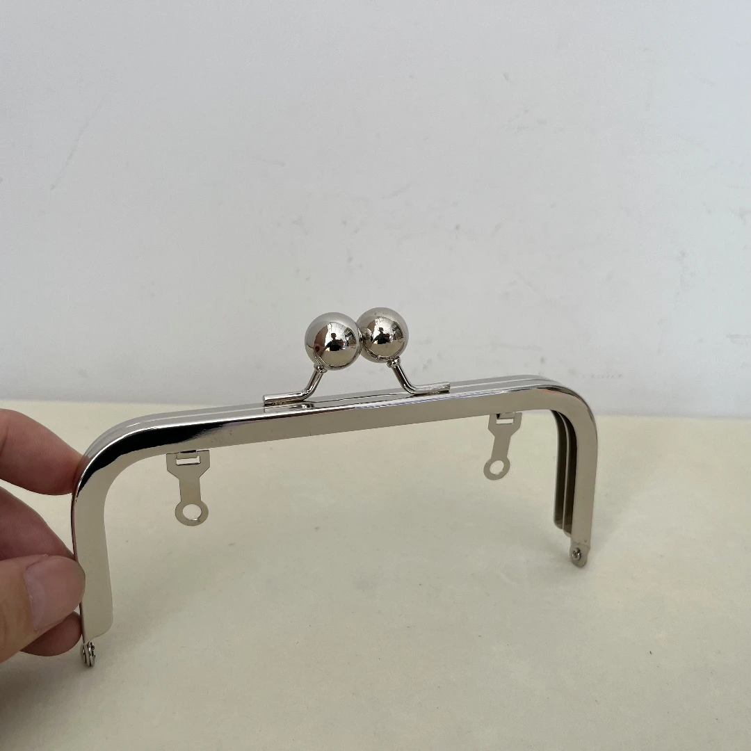 23/18/15.5cm Bag Frame Purse Hardware Frame  Big Ball Women Handmade Bag Handle DIY Parts Clutch Purse Frame No Hole Nickel