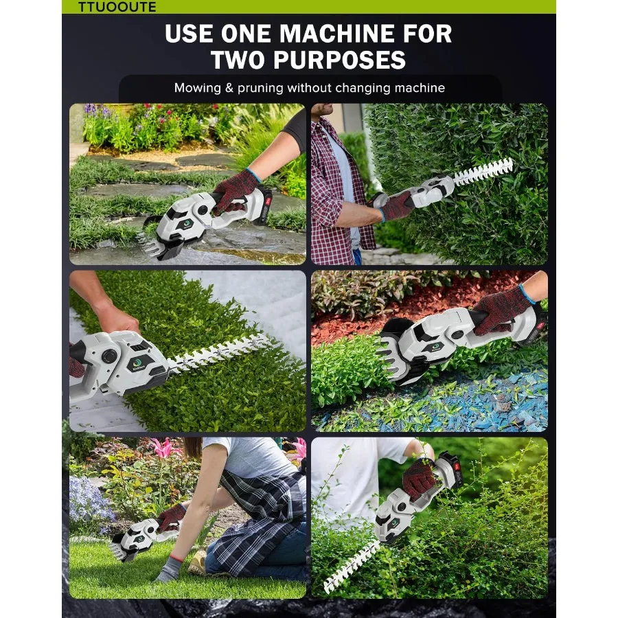 ماكينة تشذيب التحوط اللاسلكية 2 في 1 ماكينة قص الحافة اللاسلكية مع شفرة مزدوجة الحركة لقص التحوط مع 2 قطعة R