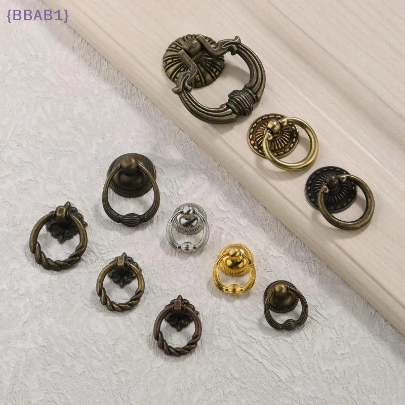 Vintage Zinc Alloy Drawer Ring Pulls Multiple Retro Styles Sturdy Construction Perfect For Cabinet Dresser Wardrobe Home Decor