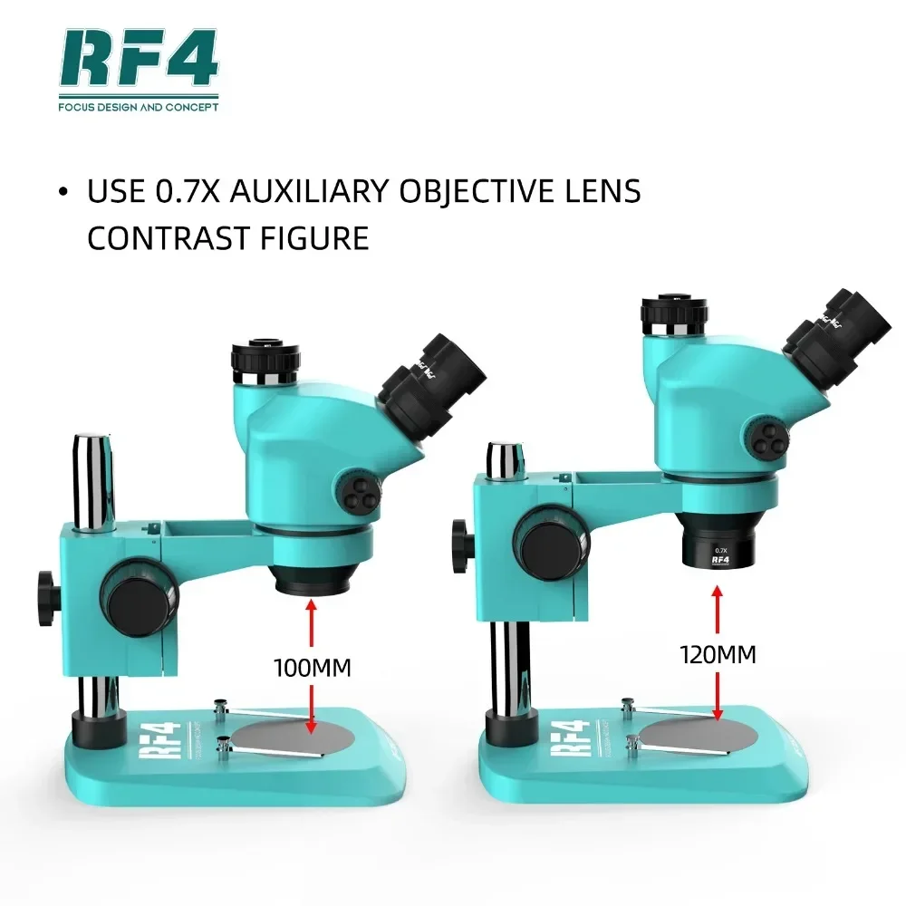 Imagem -05 - Lente de Vidro para Microscópio Trinocular Rf4 Wd165 05x07x048x Objetos Auxiliares Lente para Câmera Barlow com Zoom Estéreo