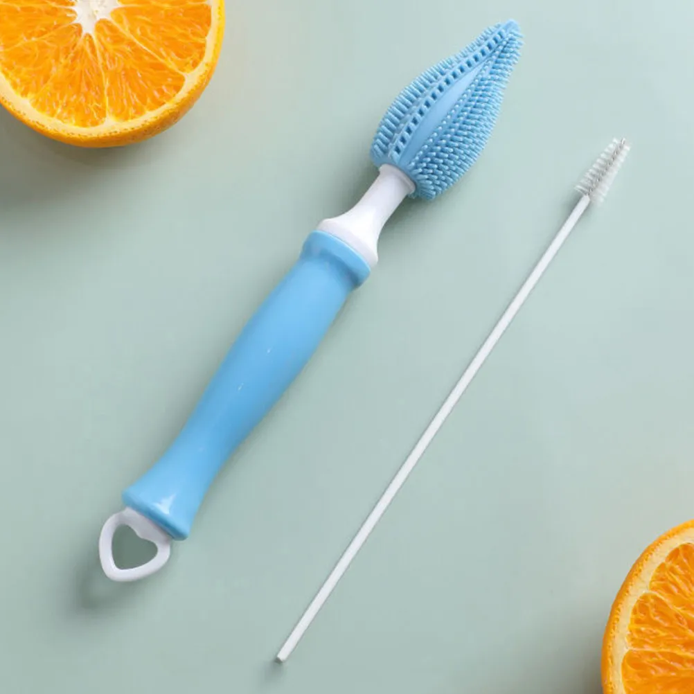 

Набор из 1 портативной силиконовой щетки для детских бутылочек, сосок и трубочек - съемная, вращающаяся конструкция, инструмент для удаления пятен и очистки