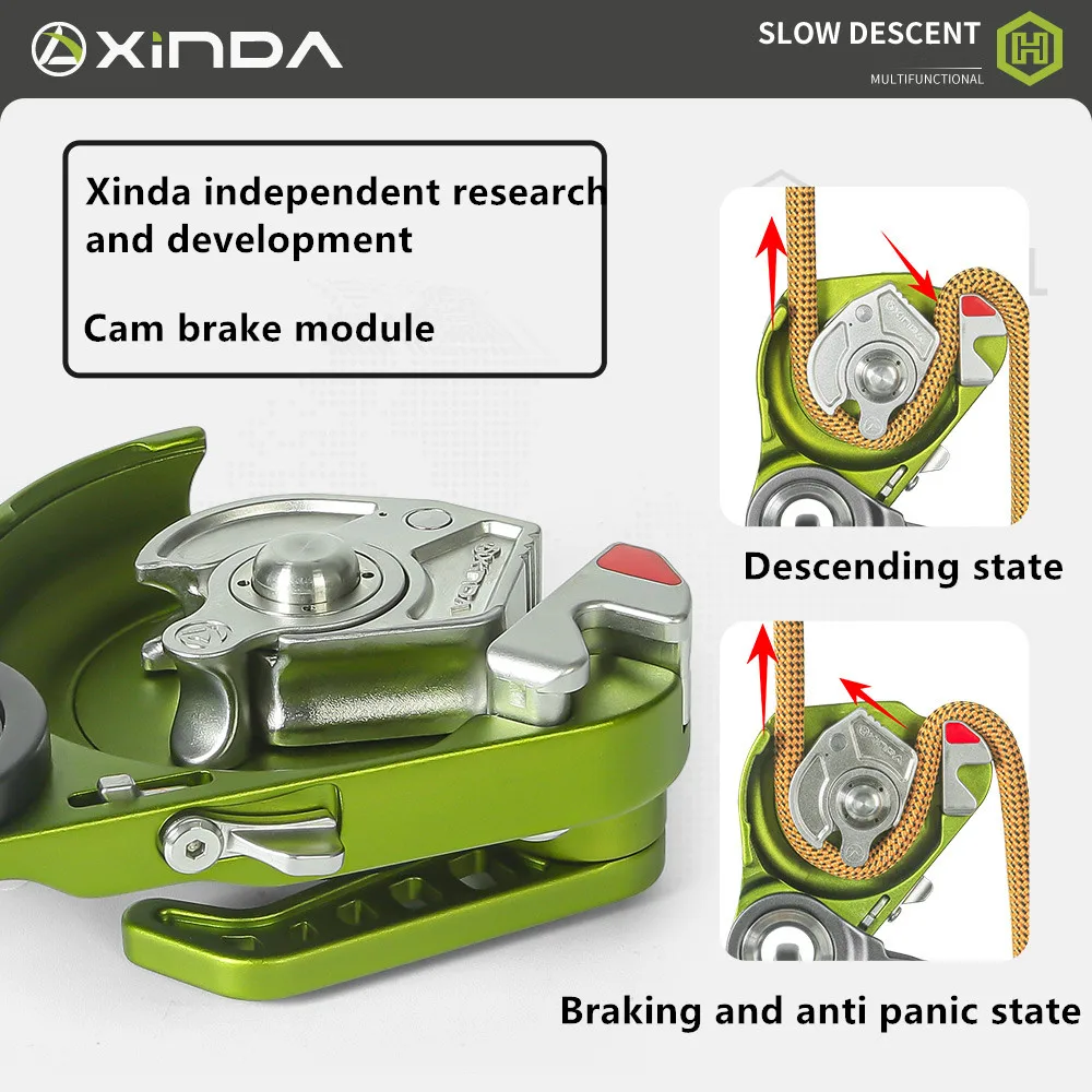 Xinda Climbing Descender Outdoors Fall Arrester For Safety Rapelling Belay Device Working At Height