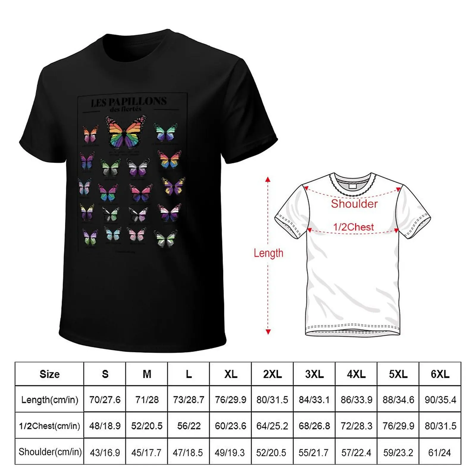 Les Papillons des Fiertés T-Shirt Casual Fashion Print Tee Top