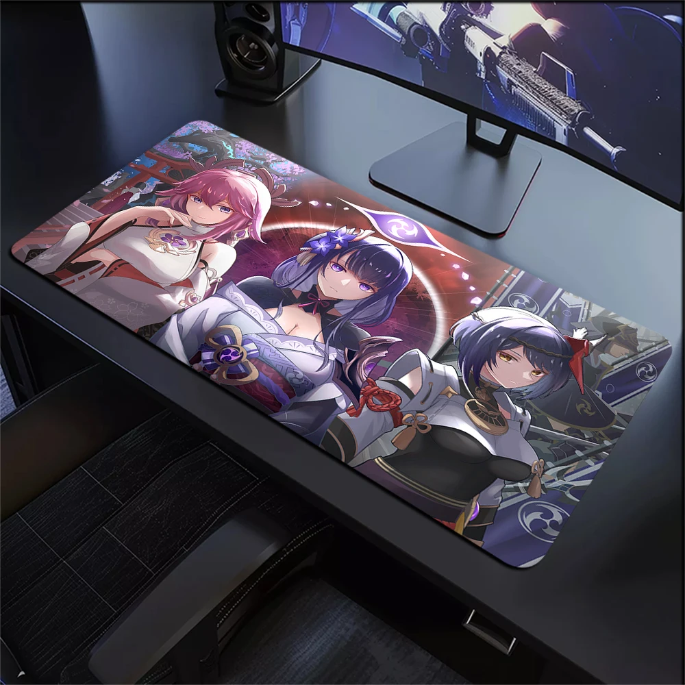Large Mouse Pad XXL Genshin Impact Kamisato Ayaka Mousepad Gamer Keyboard Desk Mat Anime Computer Mouse Mat Gaming Accessories