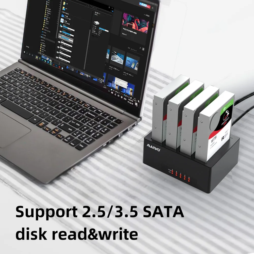 MAIWO HDD Docking Station 4 Bay SATA ke USB 3.0 Adapter untuk 2.5/3.5 inci SSD Disk Case HDD Box Dock Hard SATA Drive penutup