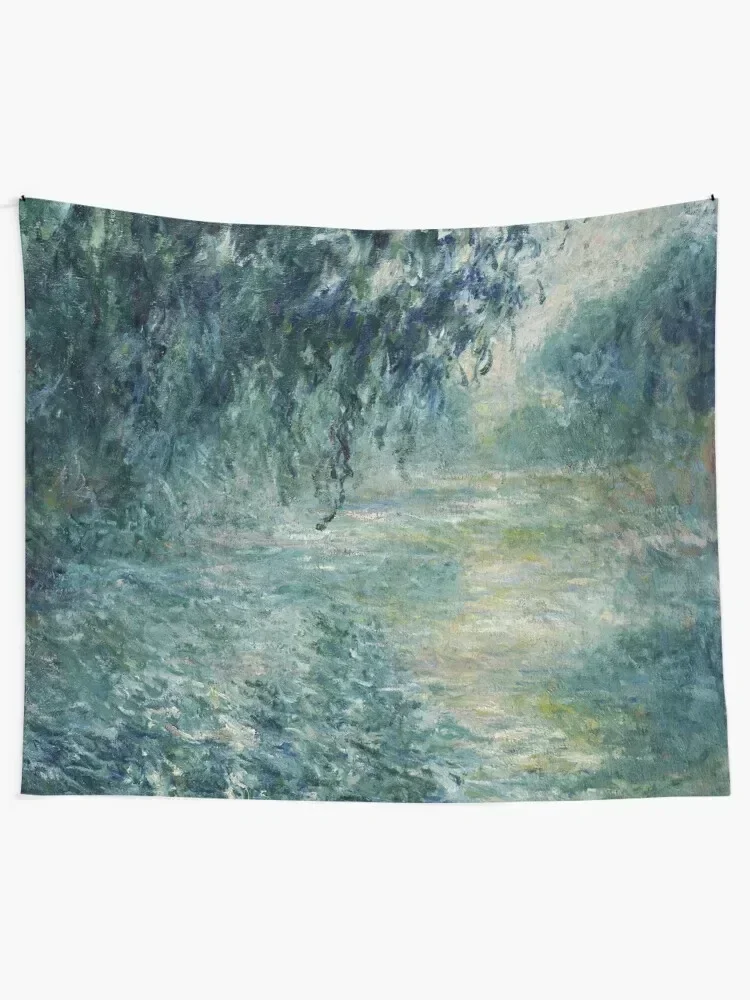 Monet Morning on the Seine Fine Art Tapestry Bed Room Decoration Aesthetic Decoration Tapestry