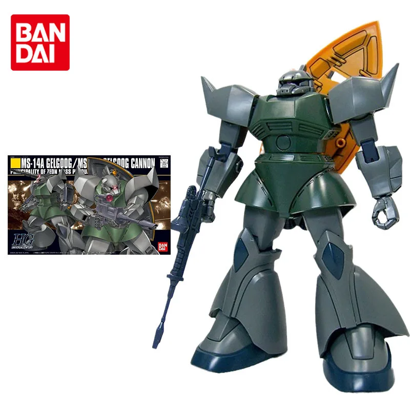 Bandai Gundam Model Kit Anime Figure HGUC 076 1/144 MS-14AC Gelgoog Genuine Gunpla Model Action Toy Figure Toys for Children