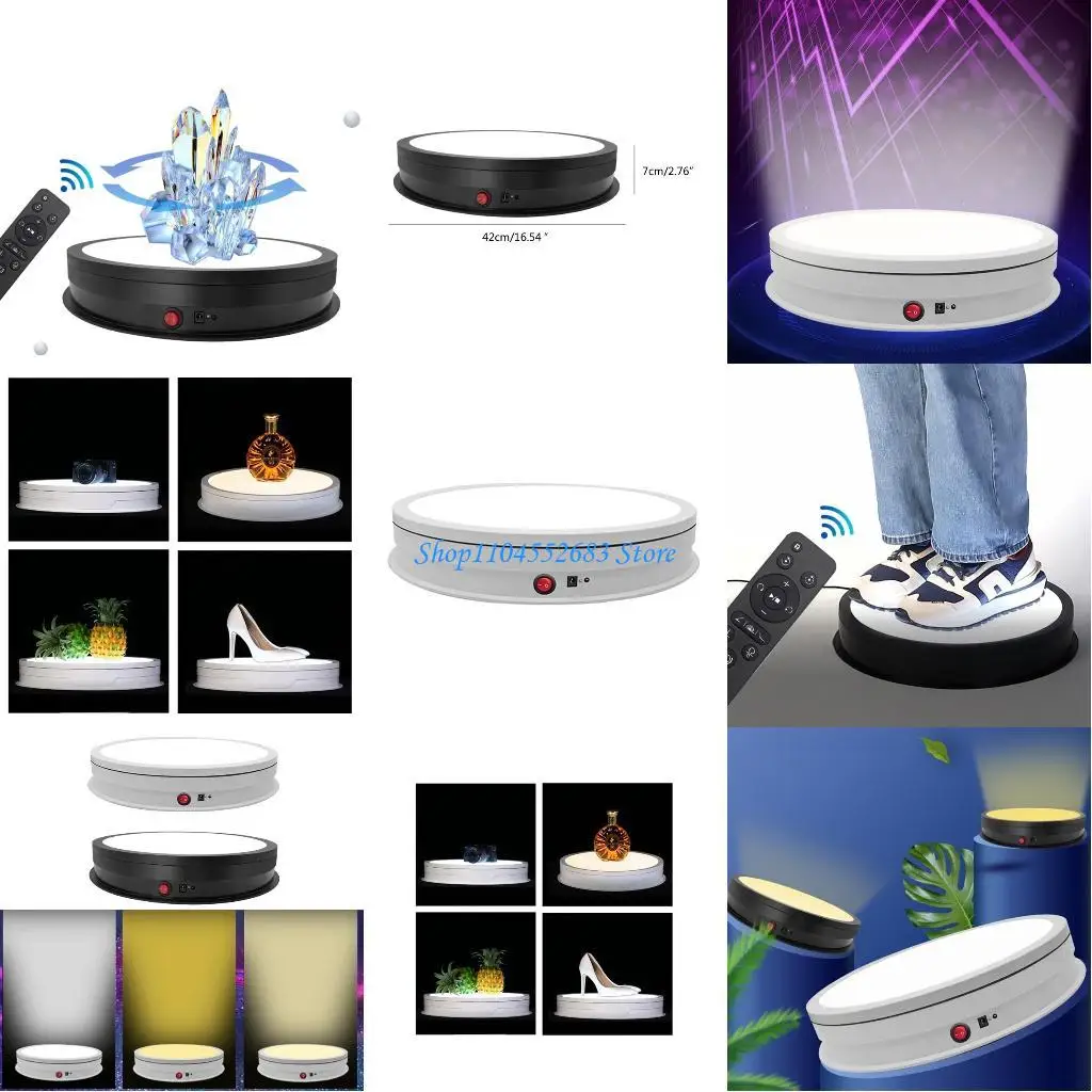 Y6GD 42cm 360 Degree Electric Auto-Rotation Photography Rotating Turntable Display Stand Display Turntable with Light