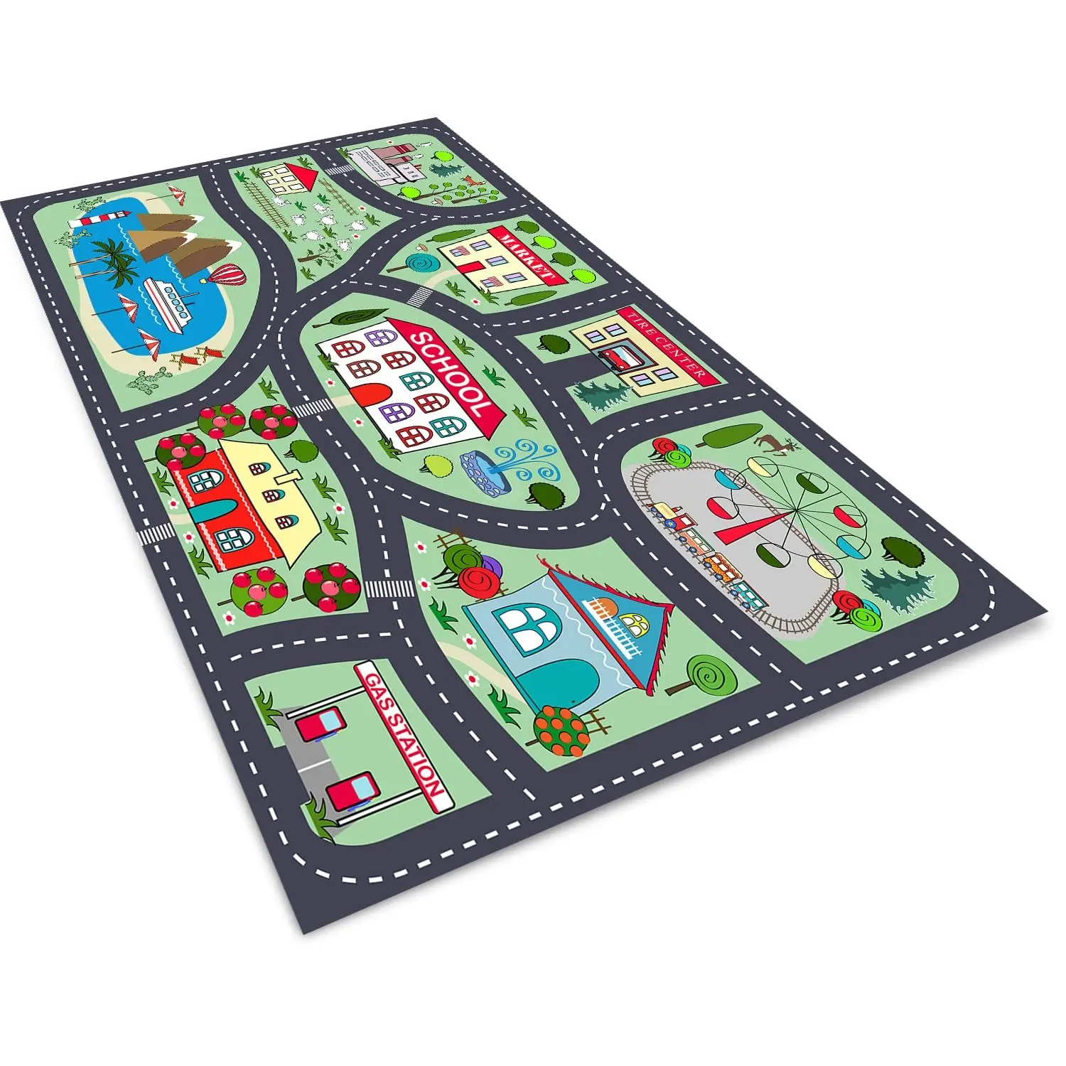 City Carpet Playmat Rugs for Playroom Classroom Educational Road Traffic Nursery Rug Decor Mat for Boy Girl Bedroom Living Room