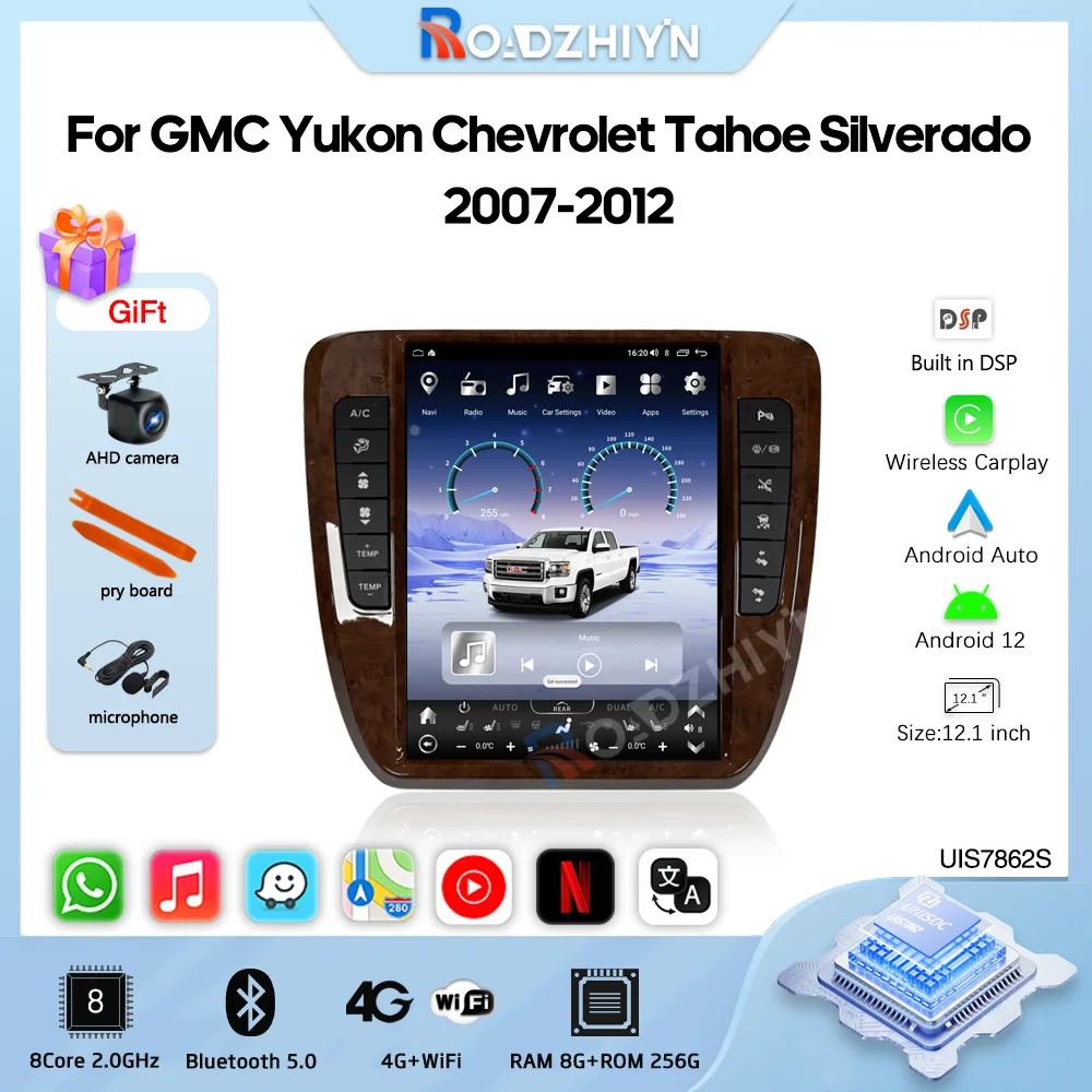 

12.1 " Car multimedia Video player For Chevrolet Tahoe Silverado GMC SIERRA 2007-2012 GPS navigation Android12 Carplay 4G wifi