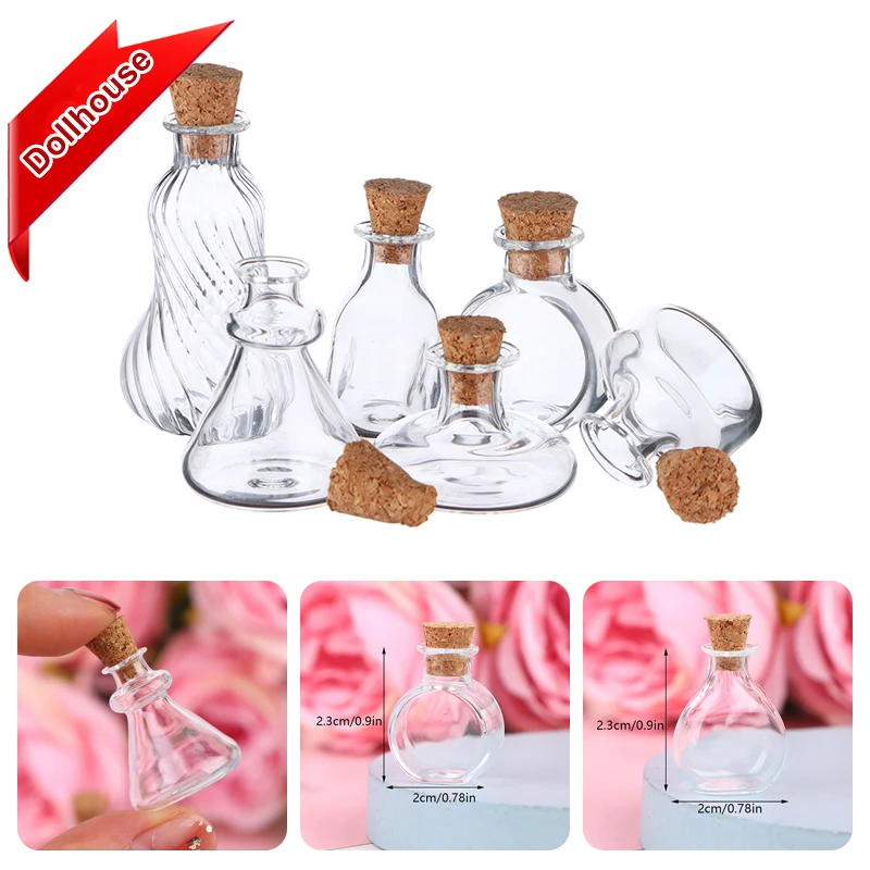 1:12 Puppenhaus Miniatur Vase Glasflasche Wunschflasche Aufbewahrungsflasche mit Kork Vase Bonbonglas Modell Puppenhaus Dekor