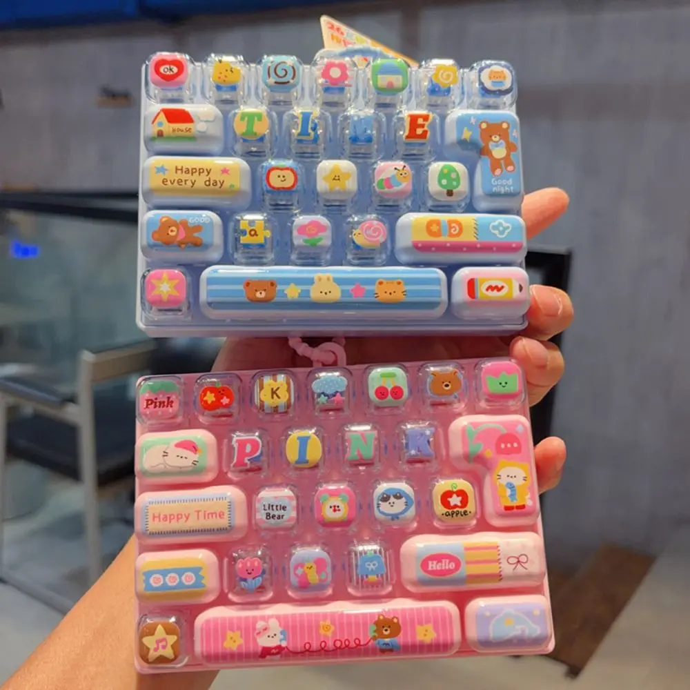 Animals Theme 26 Keys Keyboard Keychain Pressable Keys Plastic Mechanical Keyboard Clear Key Sounds Cartoon