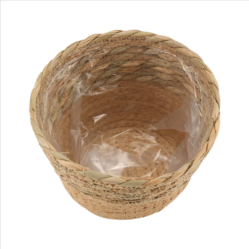 

Straw Weaving Flower Plant Pot Wicker Basket Rattan Flowerpot Storage Basket Handmade Woven Planter Basket Durable S