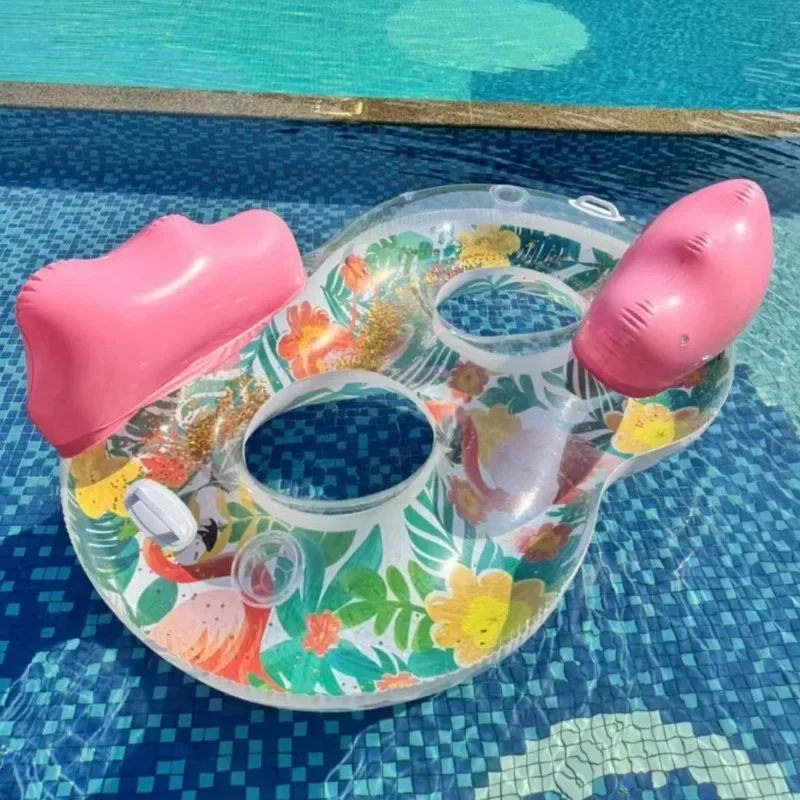 Giocattoli gonfiabili per piscina per due persone all'aperto Anello per nuoto Piscina grande in PVC a forma di 8 Giocattoli interattivi per acqua con schienale