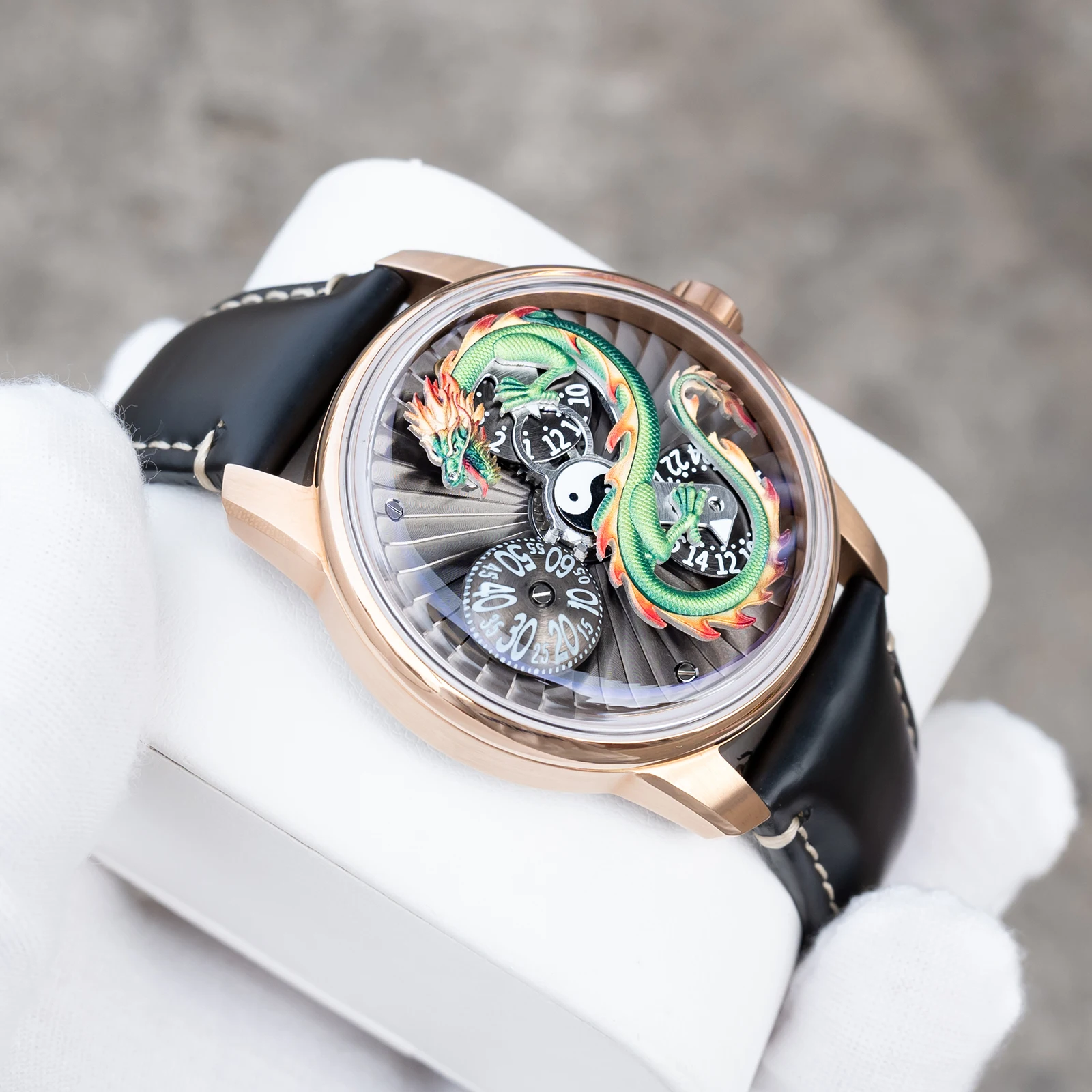 OBLVLO メンズ 3D グリーン ドラゴン レザー 機械 - Omega Watch Constellation のレビューと価格