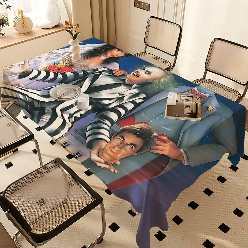 Horror B-Beetle Movies J-Juices Themed Polyester Tablecloths Cute Designs for Home Kitchens Dining Rooms Patios Decoration