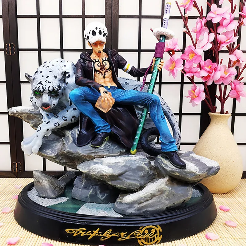 27cm One Piece Trafalgar Law Snow Leopard Scene Gk Devil Fruit Pvc Action Figure Toy Adult Statue Collection Model Gifts Doll