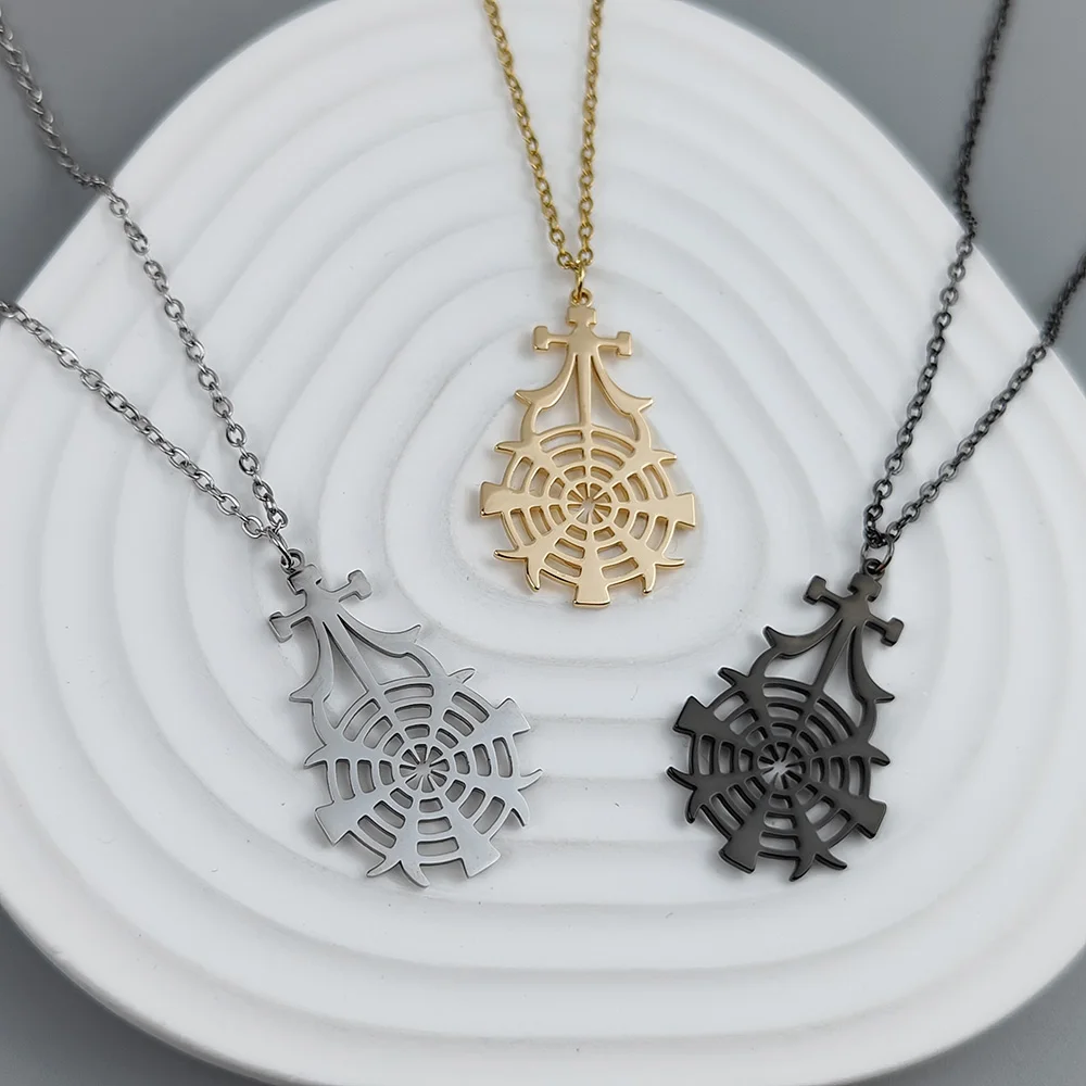 Hip-hop Rock Style Dark Spider Web Totem Aesthetic Necklace Men's Stainless Steel Pendant Jewelry for Husband Anniversary Gifts