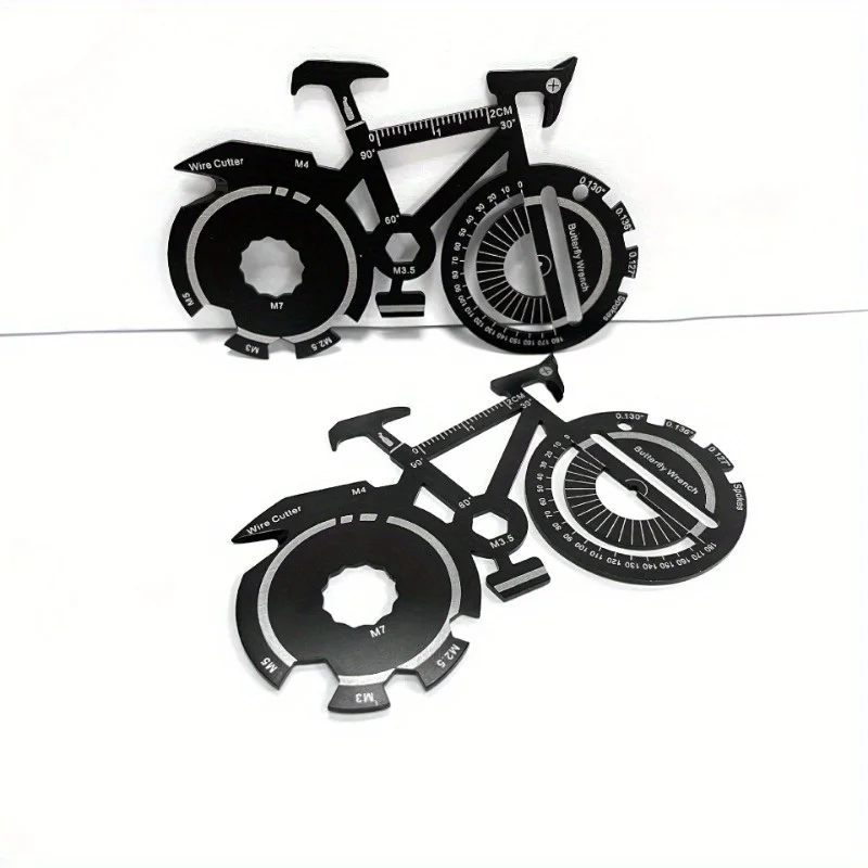 ​​20-in-1 Bicycle Multitool Card - Credit Card Size Keychain Tool Kit w/Hex Wrench & Spanner, Portable for MTB/Road Bike Repair