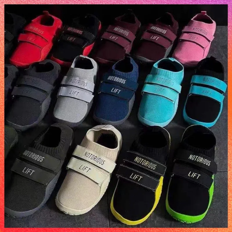 

35-46 Men's Sneakers Indoor Gym Lightweight Sports Hard Pull Squat Training Shoes Pro Hook & Loop Weightlifting Shoes