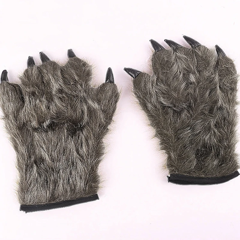 Unisex Halloween Cosplay Gloves Animal Costume Dinasour for Cat Claw Wolf Gloves Gifts Party Stage Props for Ad