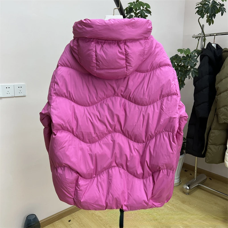 Fashion Weave Pockets Loose Bread Jacket Korean Chic Stand Collar Drawstring Hooded Parkas Loose Casual Cotton Padded Coats