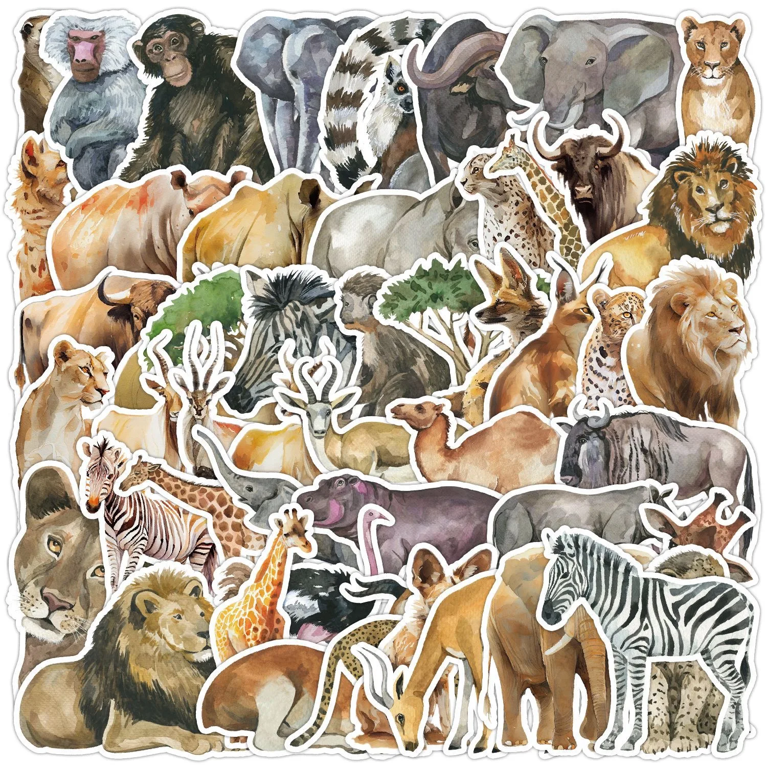 10/30/50pcs Cartoon Zoo Wild Animals Stickers Aesthetic DIY Toy Phone Skateboard Laptop Fridge Car Decals Graffiti Sticker